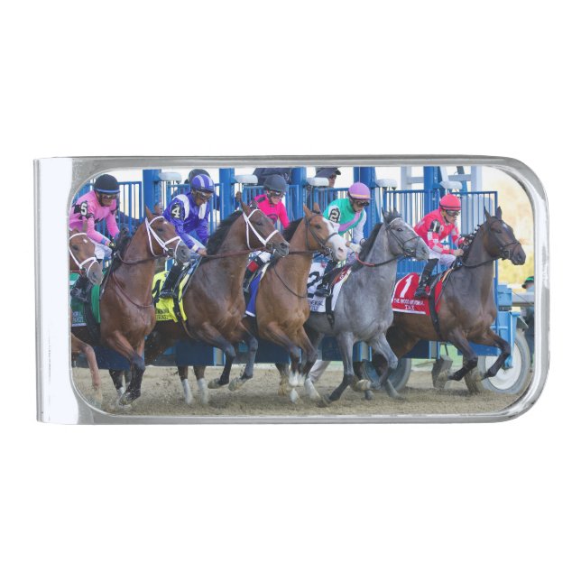The 2019 Wood Memorial Stakes Silver Finish Money Clip (Front)