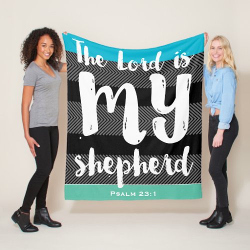 The 23rd Psalm Black with White Hand Lettered Fleece Blanket