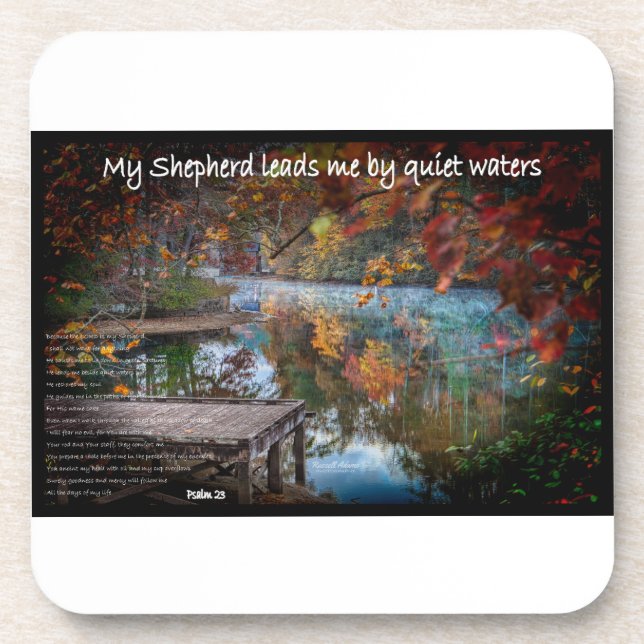 The 23rd Psalm in a tapestry Beverage Coaster (Front)