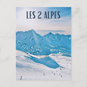 The 2 Alps Ski resort Postcard