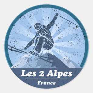 The 2 Alps Ski - Ski resort Classic Round Sticker