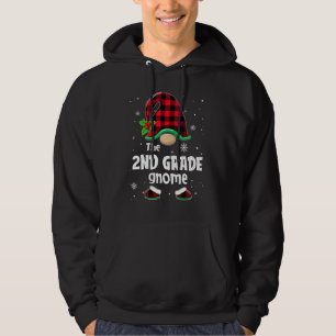 The 2nd Grade Gnome Buffalo Plaid Christmas Matchi Hoodie