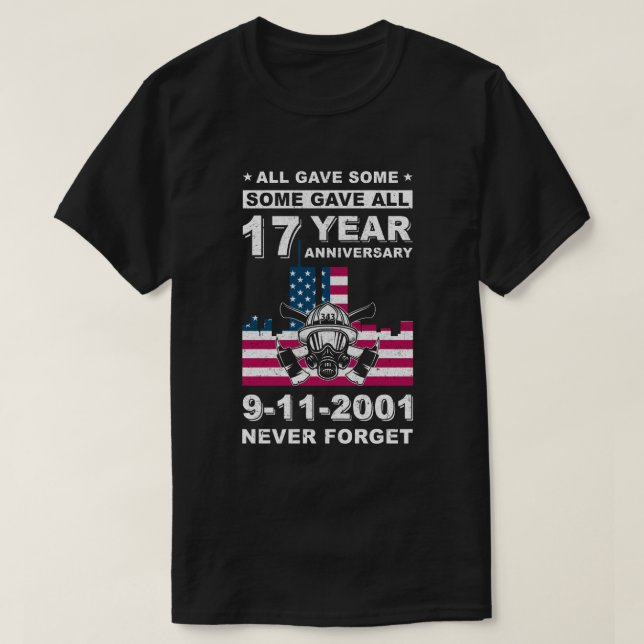 The 343 Firefighter 911 Memorial Never Forget T-Shirt (Design Front)