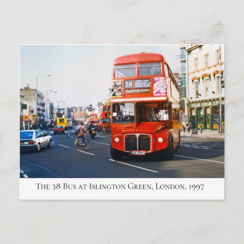 The 38 Bus at Islington Green in Spring 1997 Postcard