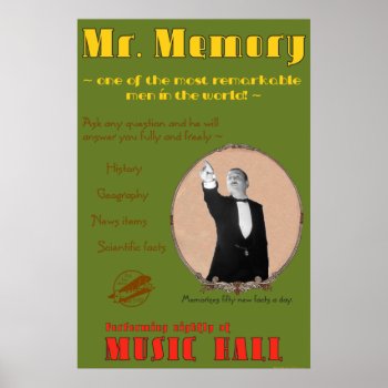The 39 Steps: Mr. Memory Advertising Poster by joelgunz at Zazzle
