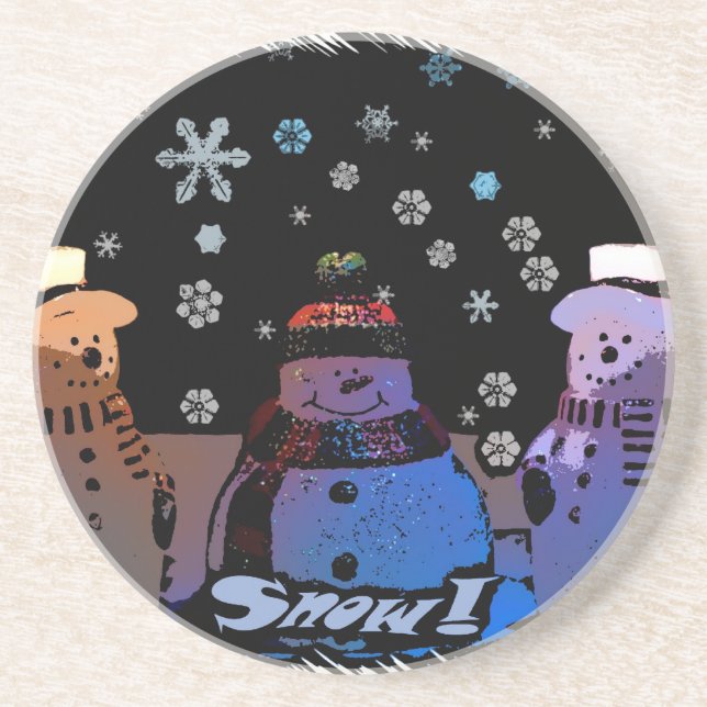 The 3 Snowmen Drink Coaster (Front)