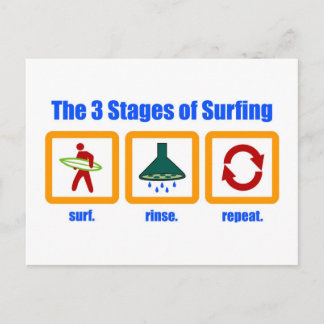The 3 Stages of Surfing Postcard