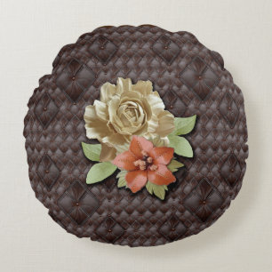 The 3D Leather Academia Decor Round Pillow