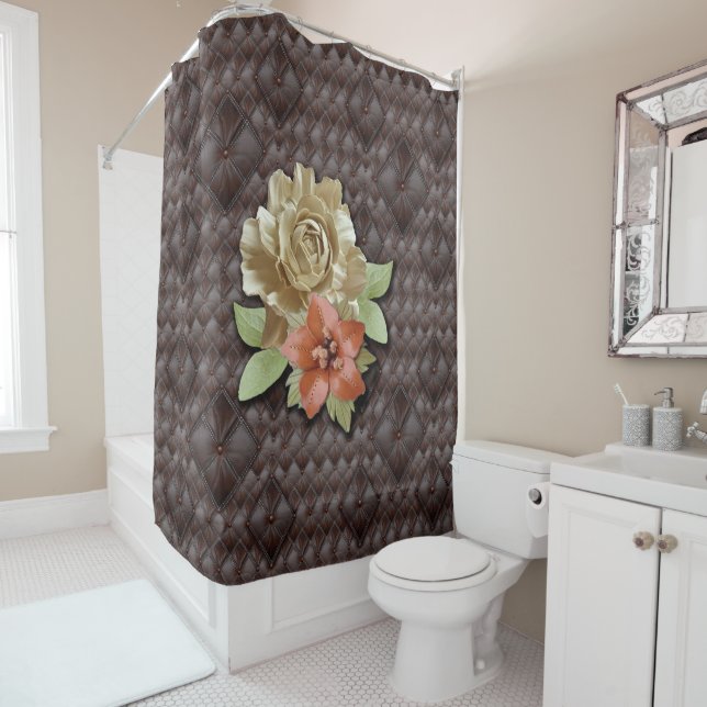 The 3D Leather Academia Decor Shower Curtain (In Situ)
