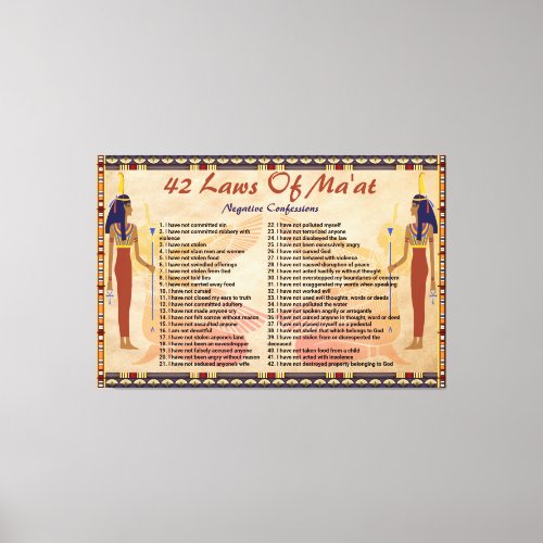 The 42 Laws Of Maat _ Negative Confessions Canvas 