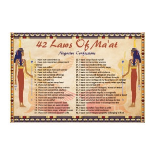 The 42 Laws Of Maat - Negative Confessions Canvas 