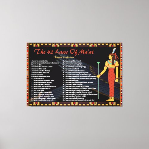 The 42 Laws Of Maat _ Negative Confessions Canvas Print