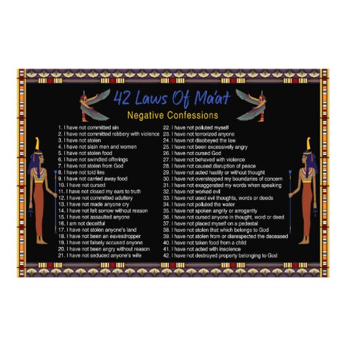 The 42 Laws Of Maat _ Negative Confessions Photo Print