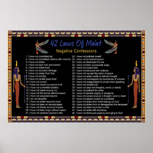 The 42 Laws Of Maat _ Negative Confessions Poster