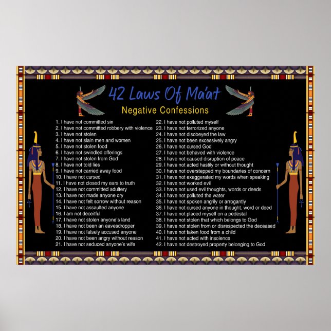 The 42 Laws Of Maat - Negative Confessions Poster (Front)
