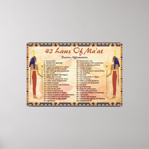 The 42 Laws Of Maat _ Positive Affirmations Canvas