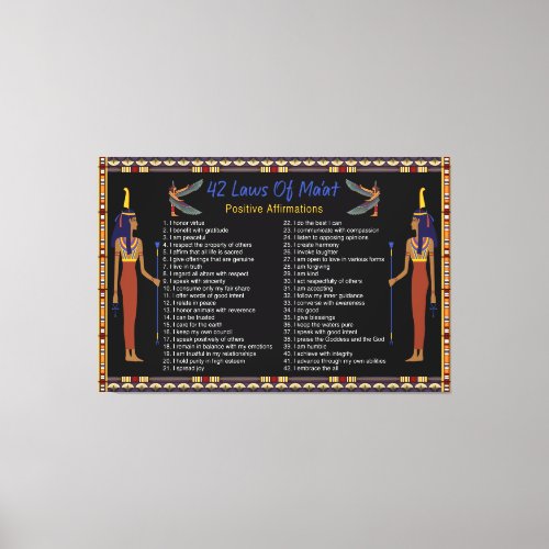 The 42 Laws Of Maat _ Positive Affirmations Canvas Print