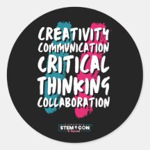 The 4 C's of STEM Round Sticker