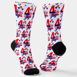 The 4th of July Independence Day Text Design Socks