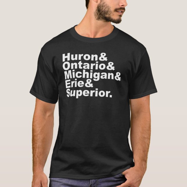The 5 Great Lakes | Huron Ontario Michigan Erie T-Shirt (Front)