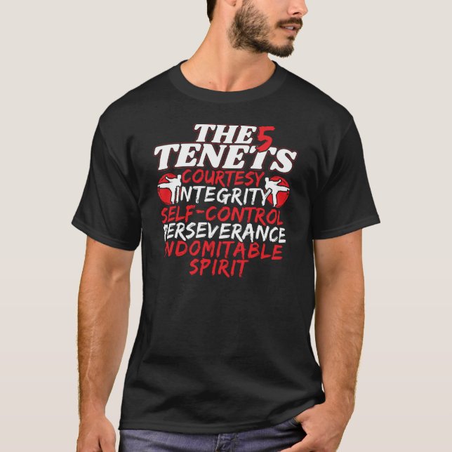 The 5 Tenets Of Taekwondo Black Belt Students T-Shirt (Front)