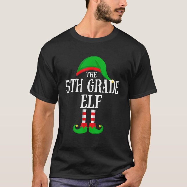 The 5th Grade Elf Family Group Matching Christmas  T-Shirt (Front)