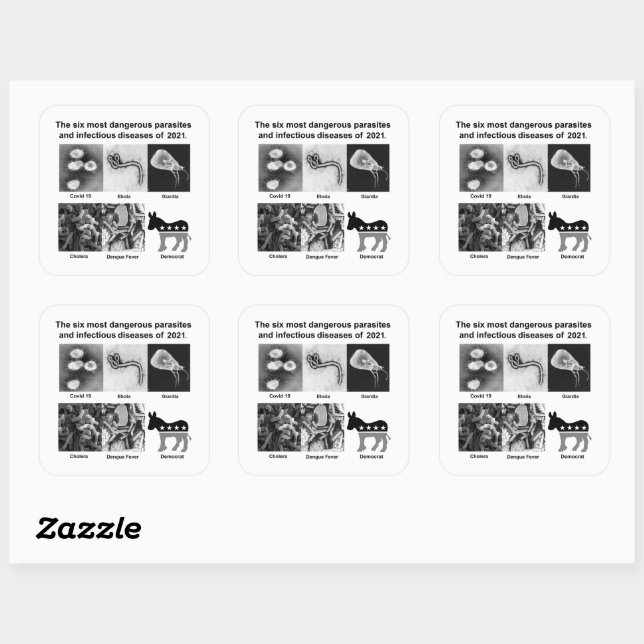 The 6 most dangerous parasites & infectious 2021 square sticker (Sheet)