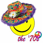The 70s Pin Cutout<br><div class="desc">2" x 3" acrylic photo sculpture pin of 70s icon Happy Face wearing a colorful 70s Disco hat. See matching round button, round single-sided acrylic keychain, acrylic photo sculpture keychain and round necklace. See the entire Disco 70s Buttons & Pins collection in the SPECIAL TOUCHES | Party Favors section.</div>