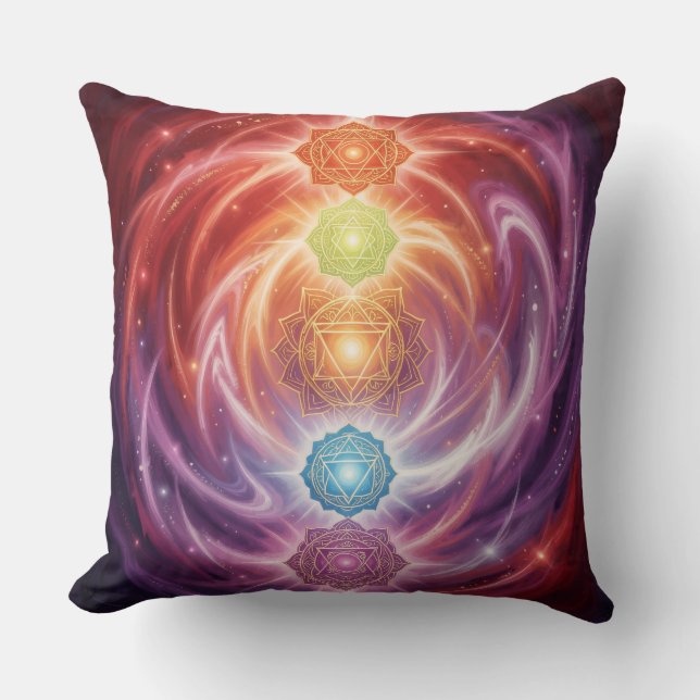 The 7 Chakras´10 Throw Pillow (Front)