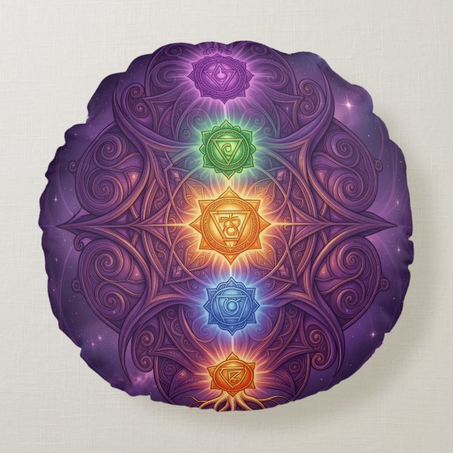 The 7 Chakras´5 Round Pillow (Front)