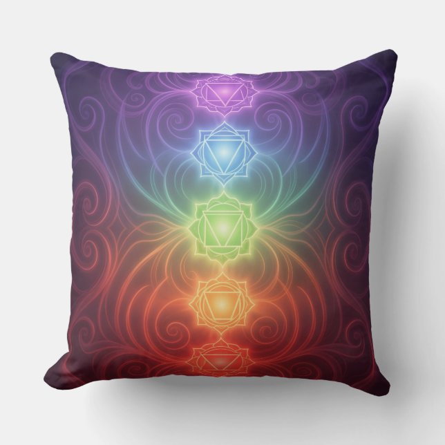 The 7 Chakras´9 Throw Pillow (Front)