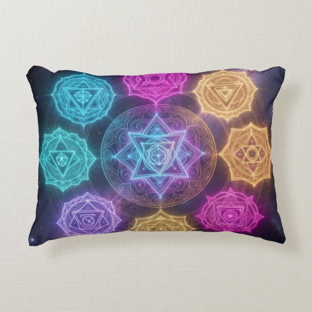The 7 Chakras Accent Pillow (Front)