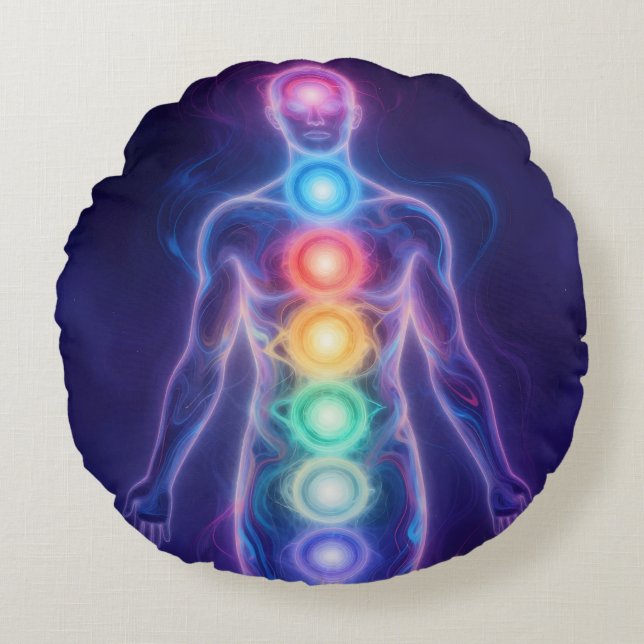  The 7 Chakras Round Pillow (Front)