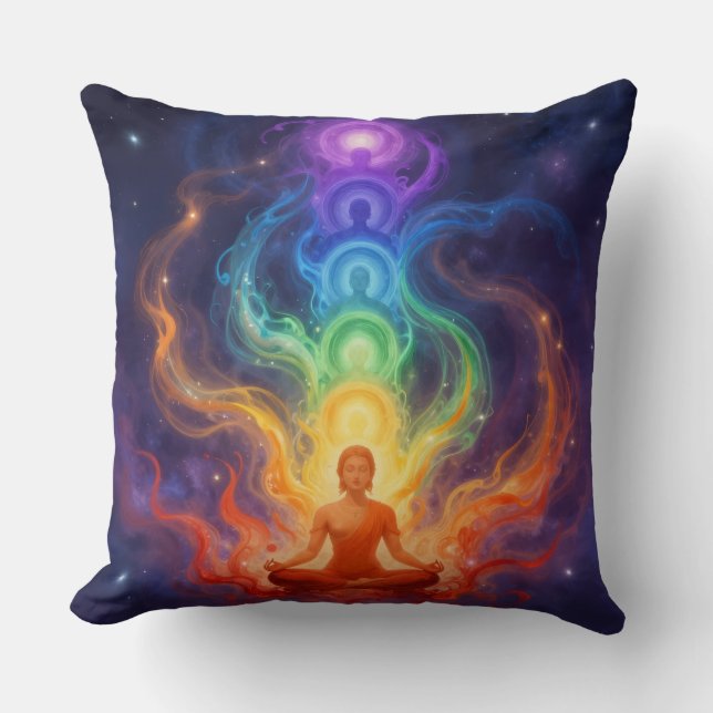 The 7 Chakras Throw Pillow (Front)