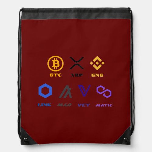 The 7 Crypto Design  Drawstring Bag