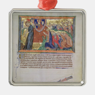The 7th angel blowing his trumpet metal ornament