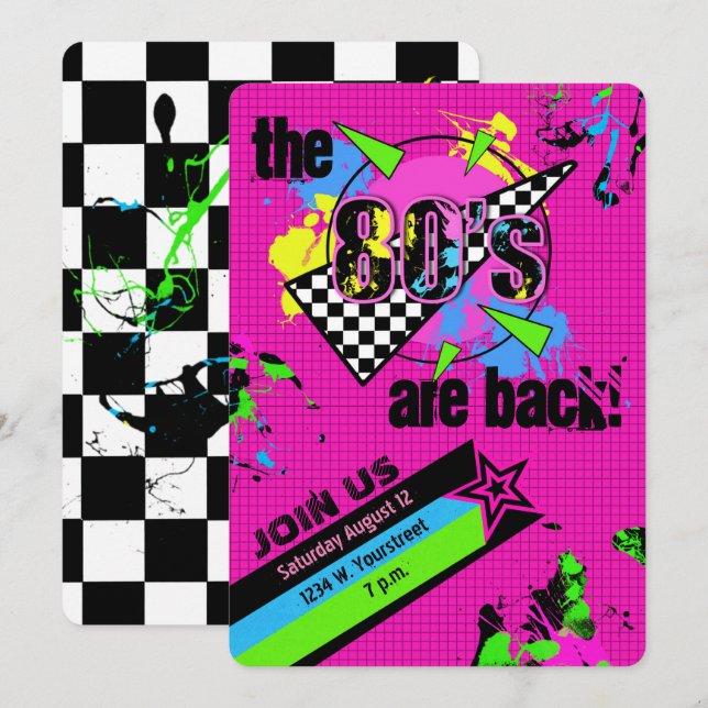 The 80's are Back, Eighties Party Invitation (Front/Back)