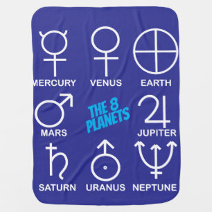 The 8 Planetary Symbols Customizable White on Dark Baby Blanket