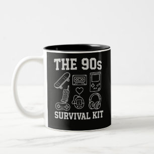 The 90s Survival Kit - Retro 90s Nostalgia Aesthet Two-Tone Coffee Mug