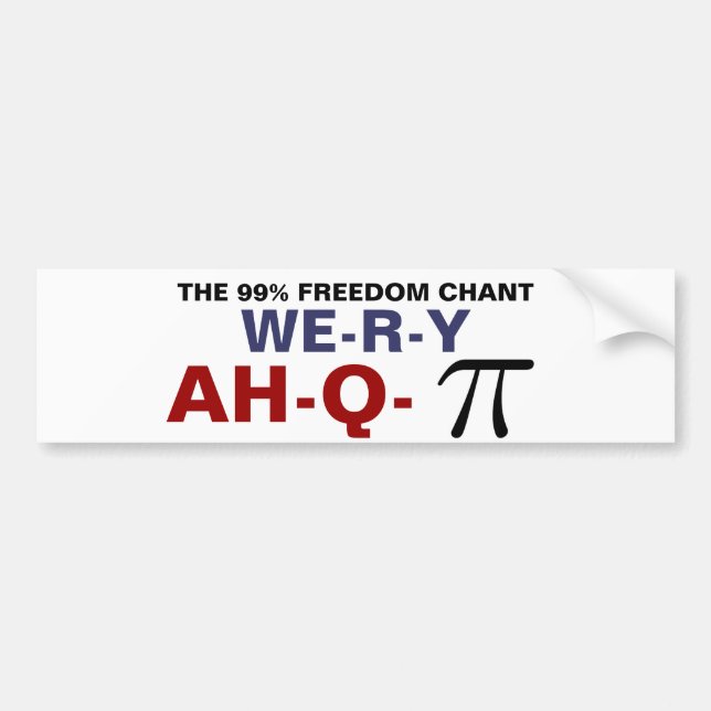 THE 99% FREEDOM CHANT BUMPER STICKER (Front)
