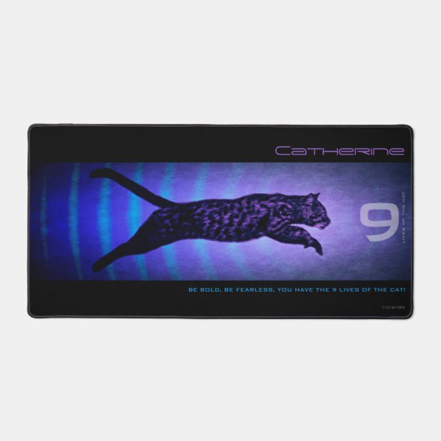 The 9 Lives of The Cat Desk Mat (Front)