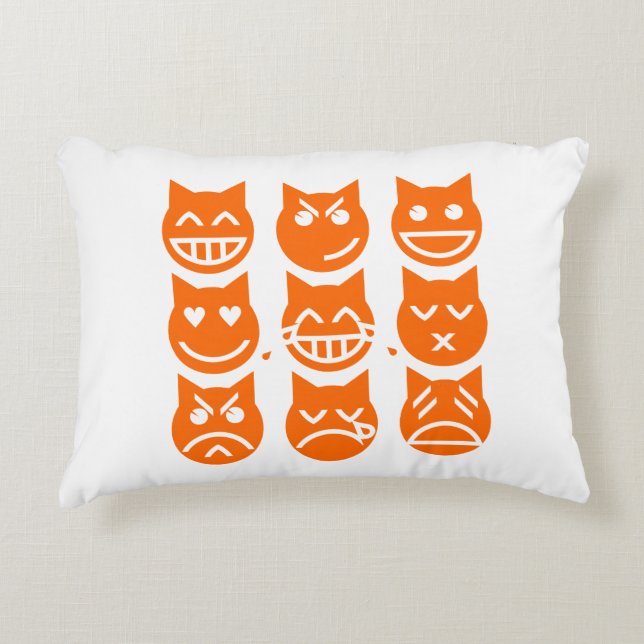 The 9 Lives of the Emoji Cat Accent Pillow (Front)