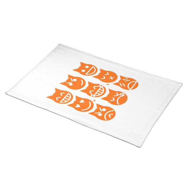 The 9 Lives of the Emoji Cat Cloth Placemat (On Table)
