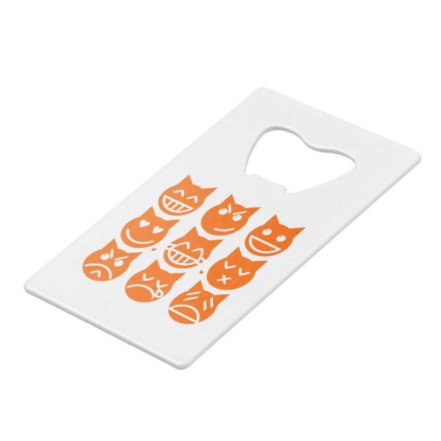 The 9 Lives of the Emoji Cat Credit Card Bottle Opener (Front Angled)