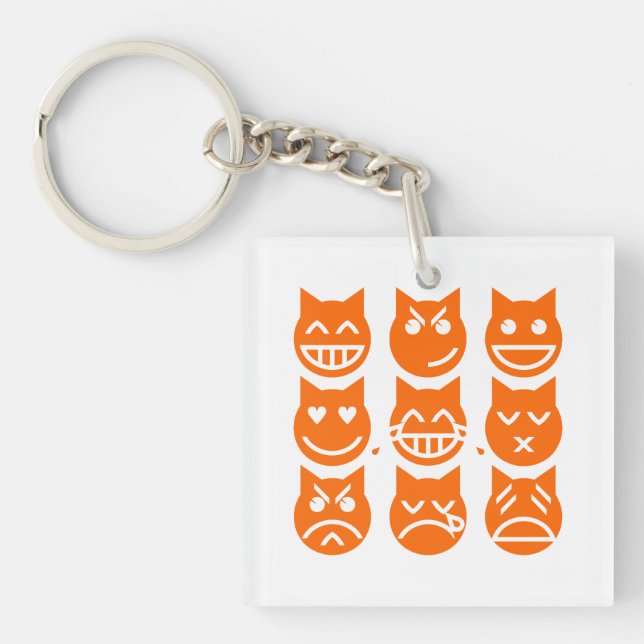 The 9 Lives of the Emoji Cat Keychain (Front)