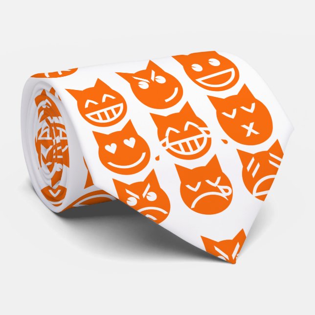 The 9 Lives of the Emoji Cat Neck Tie (Rolled)
