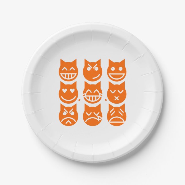The 9 Lives of the Emoji Cat Paper Plates (Front)