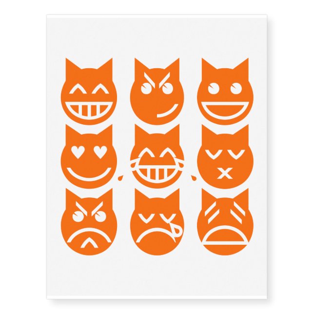 The 9 Lives of the Emoji Cat Temporary Tattoos (Front)
