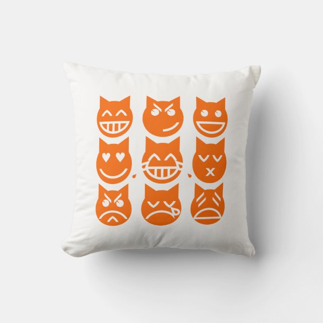 The 9 Lives of the Emoji Cat Throw Pillow (Front)