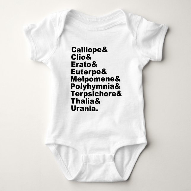 The 9 Muses As Made Popular By Greek Mythology Baby Bodysuit (Front)